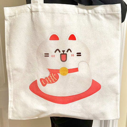 Lucky Cat Chubby Double Sided Tote Bag